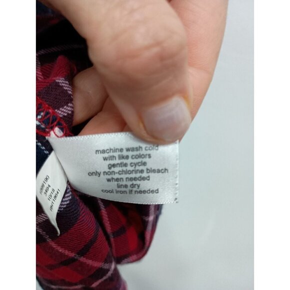 Lane Bryant Womens Tunic Top 20 Red Plaid Flannel Smocked Waist Lantern Sleeve - Picture 7 of 9